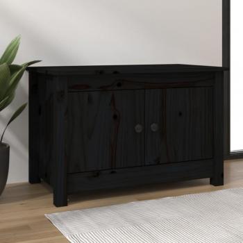 Zapatero negro de madera maciza de pino 70x38x45,5 cm