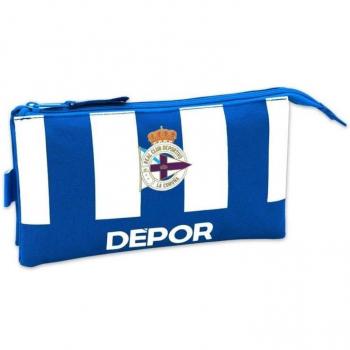Estuche Triple Real Club Deportivo de La Coruña Azul y Blanco - Safta