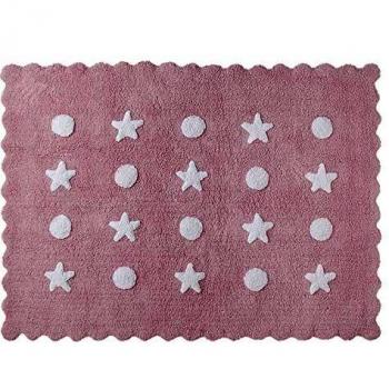Happy Decor Kids -Alfombra Lavable Little Waves 100% Algodón Natural -Rosa- 160x120 cm