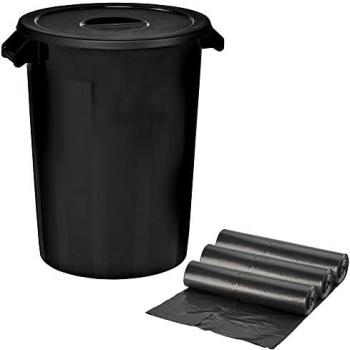 Cubo Industrial 100 Litros Negro + 3X Bolsas de Basura de 10 Unidades WELLHOME