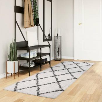 Alfombra peluda de pelo largo moderna PAMPLONA 80x250 cm Color Antracita, Beige, Crema - Alfombra de área para Sala de Estar, Dormitorio, Habitación y Salón