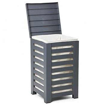 Cesto de Ropa Lombok Gris, 55L de Capacidad, Polipropileno, Libre de BPA, con Tapa, Medidas: 34 x 34 x 58 cm