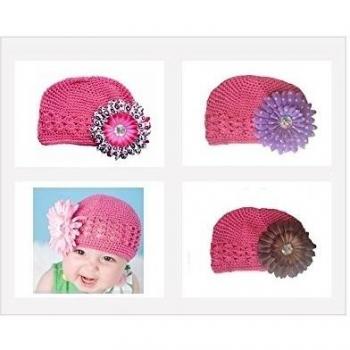 Gorro con gancho 100% algodón, diseño de margarita, color rosa oscuro Regleta de la elección de 0 a 6 meses, 1/2 años, de 2 años, 3 y 4, 5, 6 y 12 meses. rosa oscuro Talla:4/5 ans
