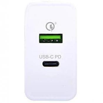 Celly Cargador de Red USB-C y USB 36 W, Carga rápida 3.0 Power Delivery, Blanco