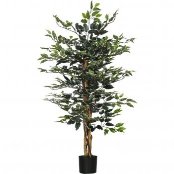 HOMCOM Ficus Artificial 130 cm con Maceta y 702 Hojas Decoración Hogar Ø15x130 cm Verde