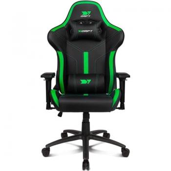 Silla Gaming Profesional Drift DR350 con Reposabrazos 4D y Cojines Lumbar/Cervical, Color Negro/Verde