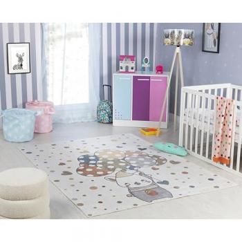 Alfombra Lavable Infantil Gran Tamaño 120x160 cm Rosa Blanco Topos para Niños y Niñas, Alfombra Decorativa Habitacion Infantil; Alfombra Lavable Multicolor Beige 80x150 cm para Habitación Infantil;