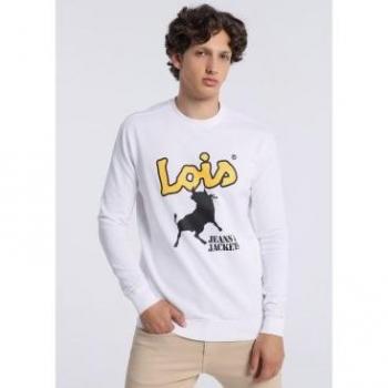 Sudadera Lois Jeans para hombre 135849 blanca con cuello caja