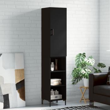 Aparador de madera contrachapada negro vidaXL 34,5x34x180 cm 3 estantes Mueble de Almacenaje de Salón Buffet Armario Auxiliar Armario de Almacenamiento