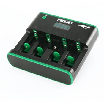 Ansmann 5207463 - Cargador de sobremesa Powerline 5 Zero Watt de bajo consumo para baterías Micro AAA, Mignon AA, Baby C, Mono D y E-Block 9V