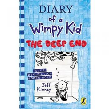 Diary of a Wimpy Kid: The Deep End (Book 15) - Libro, parte de la serie Diary of a Wimpy Kid, número 15, dirigido a un público juvenil, con ilustraciones en blanco y negro, narrativa humor