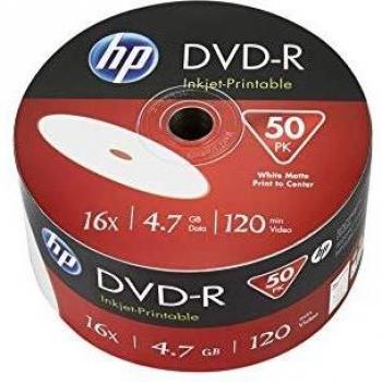 HP DVD-R 4,7 GB (120min) 16x Inkjet Printable 50-Spindle Bulk