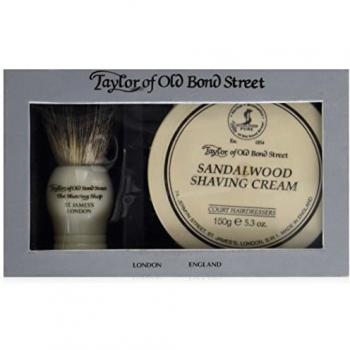 Taylor of Old Bond Street Pure Badger Brush and Sandalwood Bowl Gift Box Set
