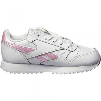 Reebok Classic Leather, Gymnastics Shoe Girls, White/Pixel Pink/None, 20 EU