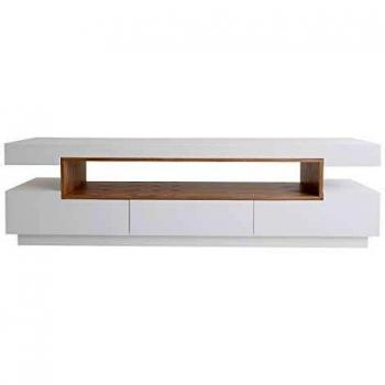 Mueble TV de Diseño Blanco Brillante y Madera L200 cm LIVO