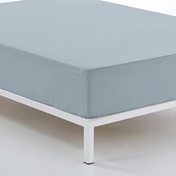 Sábana Bajera Ajustable 100% Algodón Plata 35 cm Alto Cama 200