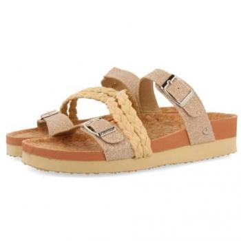Sandalia Bio con Cuña y Hebillas Ajustables para Mujer GIOSEPPO Loupian Natural