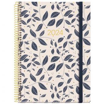 Agenda 2024 Miquelrius espiral Plus semana vista Leaves