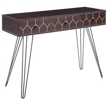 Consola Industrial 3 Cajones Madera Oscura y Estructura Metálica Negra 110 x 39 cm Malsala