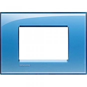 Placa embellecedora 3 módulos centrados Livinglight BTICINO LNA4803AD Azul