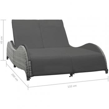 Double Sun Lounger with Cushion in Anthracite Poly Rattan