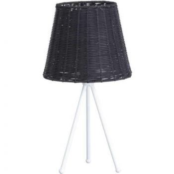 Lámpara de Mesa Yuan 7hSevenOn Deco E27 Metal/Ratán Negro/Blanco Ø22,5x37 cm