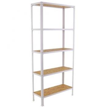 Estantería Simonhome Click Wood Mini 5 Alturas 180x80x30 cm Blanco/OSB Estilo Industrial