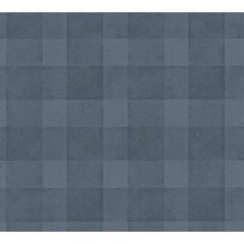 Papel Pintado No Tejido Natural Living Karo Azul, Mate, 10,05 m x 0,53 m