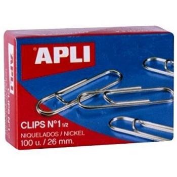 APLI 11710 - Clips niquelados nº1½ 26 mm 100 u.