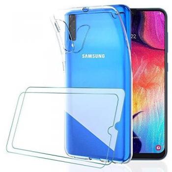 [2 Pack] KEEPXYZ Protector Pantalla para Samsung Galaxy A30s A50 A50s Cristal Templado + Funda para Galaxy A30s A50 Silicona Transparente TPU Case Carcasa + Vidrio Templado para Samsung A30s A50 A50s