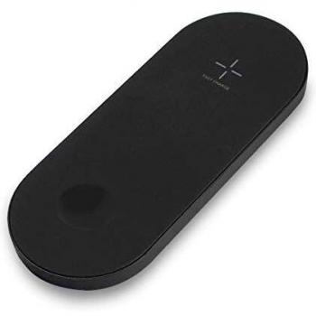 Cargador Inalámbrico Qi 2 en 1 para Smartphone y Apple Watch - Negro