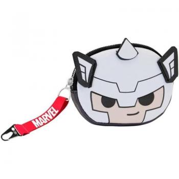 Monedero Pill Chibi Thor Los Vengadores Marvel - Plateado, 8.5 x 12 x 1.5 cm