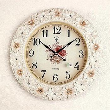 Regalo de Navidad de 16 pulgadas ronda continental moderno jardín reloj de pared Reloj creativo silencio salón reloj de pared Reloj de decoración,a