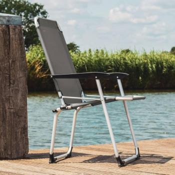 Silla de camping plegable de lujo Travellife Ancona compacta gris