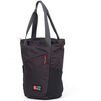 Ternua Red Bay Black Tote Bag - Unisex, Cotton and Leather, Zipper Closure