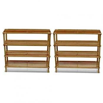vidaXL 4-Tier Shoe Racks 2 pcs Solid Fir Wood