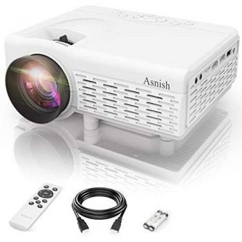 Asnish Proyector,Mini Proyector,Proyector Doméstico Portátil con Bluetooth,Soporta 1080P Full HD, Proyector LED de 50000 Horas, Compatible con HDMI/USB/AV, TF/DCIN/VGA