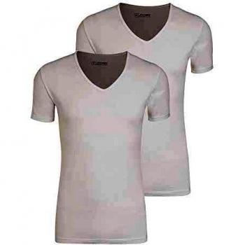 Camiseta Jockey de V-Cuello en Paquete de 2, Talla L, Color Blanco para Hombre
