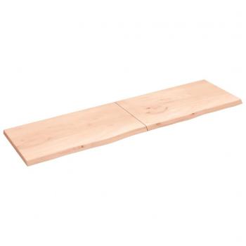 Estante de pared de madera maciza de roble sin tratar 220x60x(2-4) cm Marrón