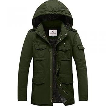 Uoiuxc Chaqueta de Invierno para Hombre Cortavientos Exterior con Capucha y Forro Polar