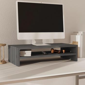 Soporte de monitor/TV de madera maciza de pino gris 50x24x13 cm