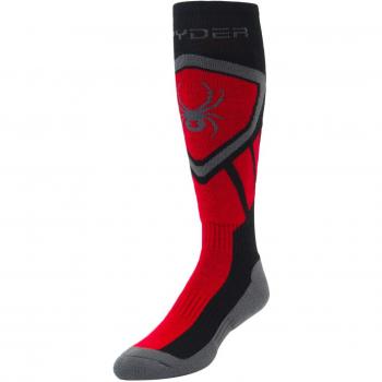 Spyder Dare Calcetines de Esquí, Hombre, Negro/Rojo/Gris, XL