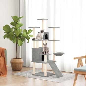 Árbol para Gatos con Arañazos en Sisal Gris Claro 154 cm