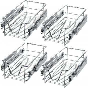 Cajones telescópicos Tectake para cocina y dormitorio - bandeja telescópica para armarios de 30 cm, 40 cm, 50 cm o 60 cm de ancho, fácil montaje, rieles totalmente extensibles