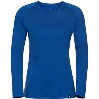 Odlo Bl Top Crew Neck L/S Koya Ceramiwool - Jersey para Mujer, Mujer, Suéter pulóver, 550391, Azul, Medium