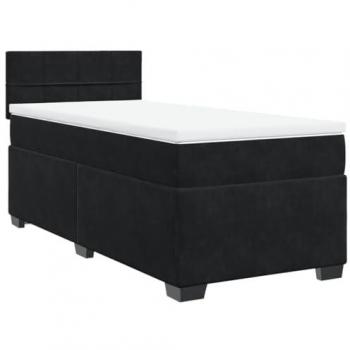 Cama box spring con colchón de muelles en terciopelo negro 90x200 cm
