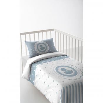 LA Blue Tweety Funda Nórdica, Algodón, Azul, Blanco, Cuna 60