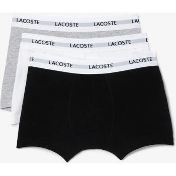 Bóxer Lacoste Court 3 unidades algodón elástico negro blanco gris - XL
