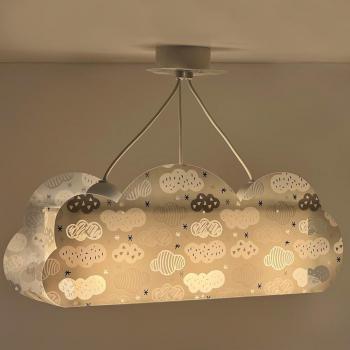 Lámpara colgante infantil Cloud Nube Gris E27 3 luces 54 cm
