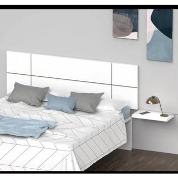 Cabecero de cama Nova en blanco brillo, dimensiones 160x50x3,20 cm